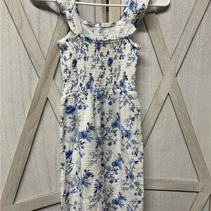 Floral Blue and White Girl’s Jumpsuit